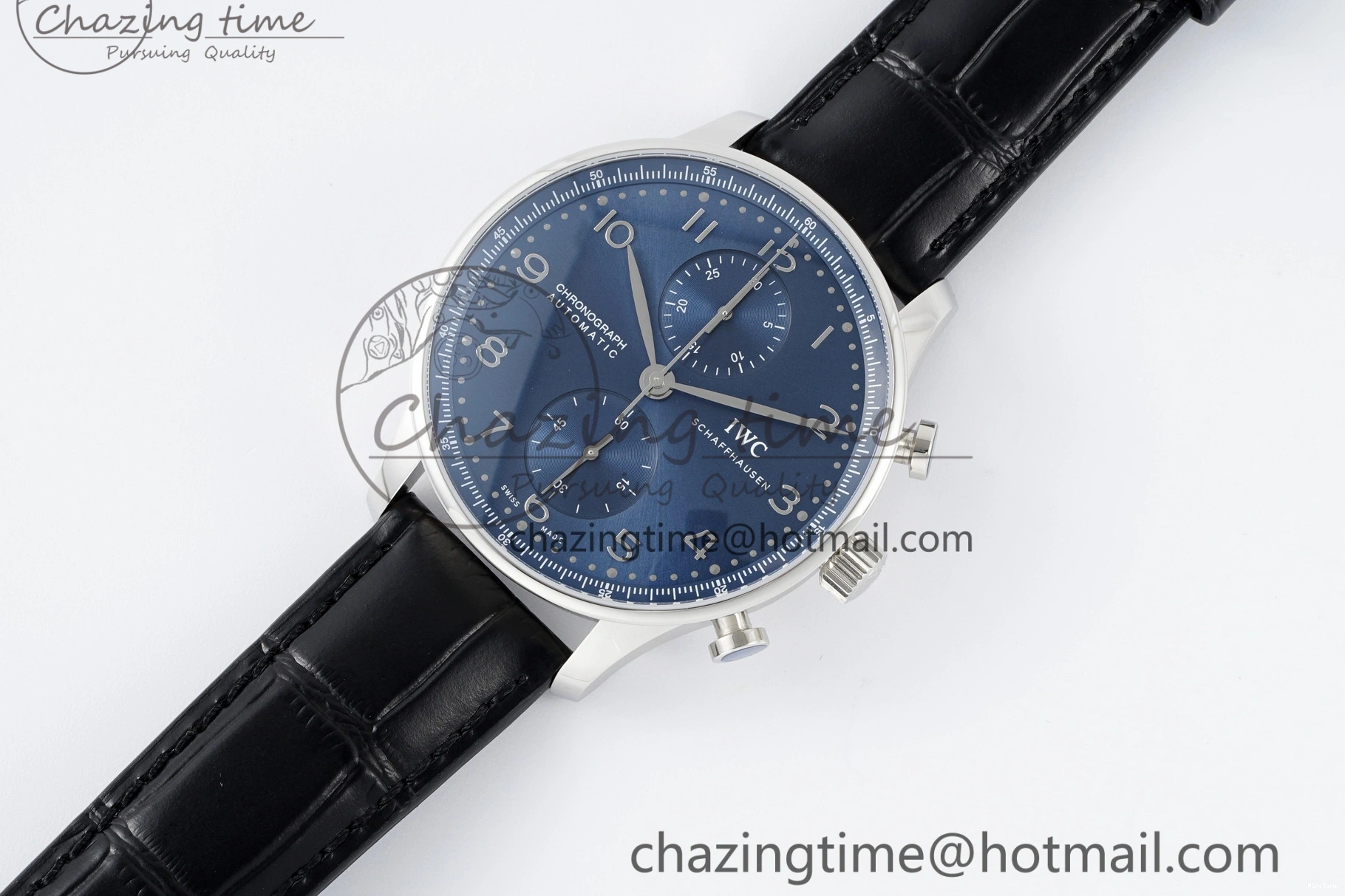 MIROTIME 0408 Portuguese Chrono IW3716 RSF 1:1 Best Edition Blue Dial on Black Leather Strap A RelaxedFit 7045